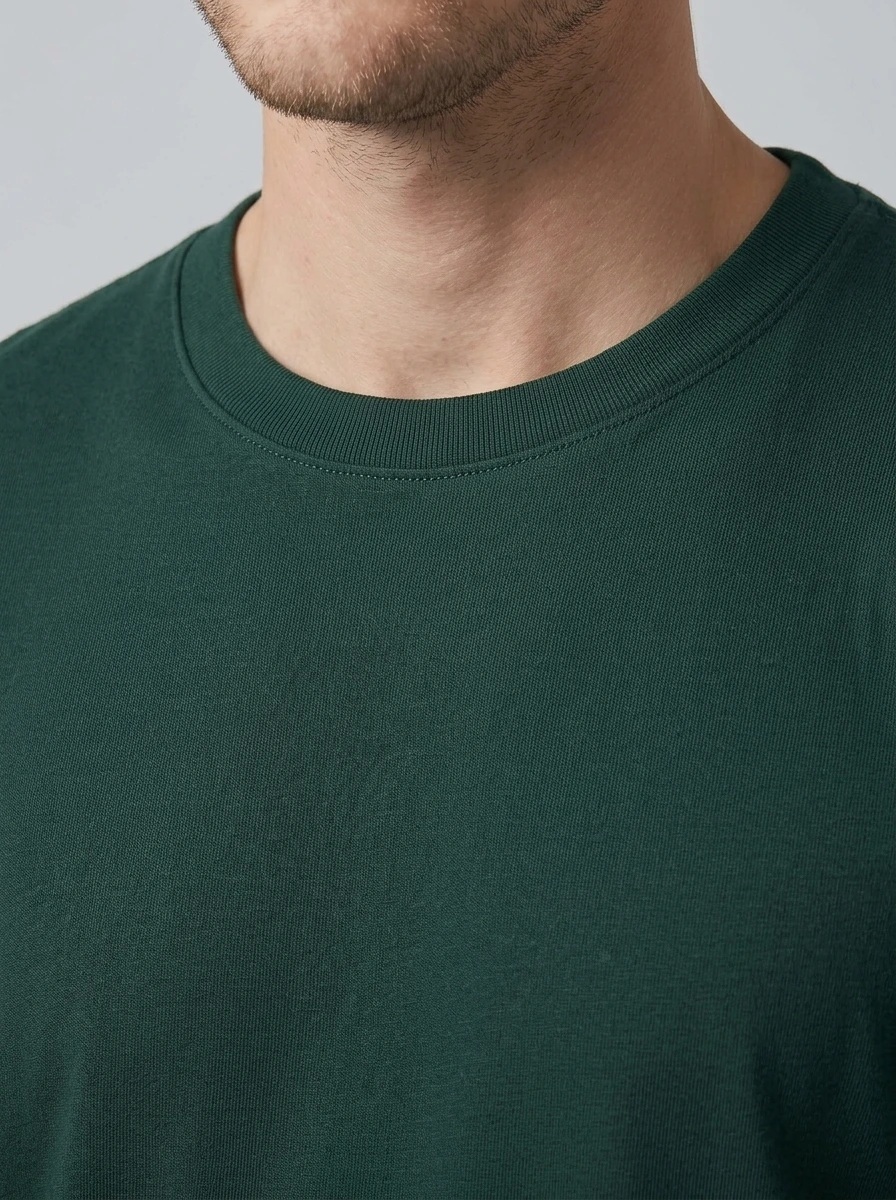 Essential Cotton Crewneck T-Shirt (Dark Green) thumb 4