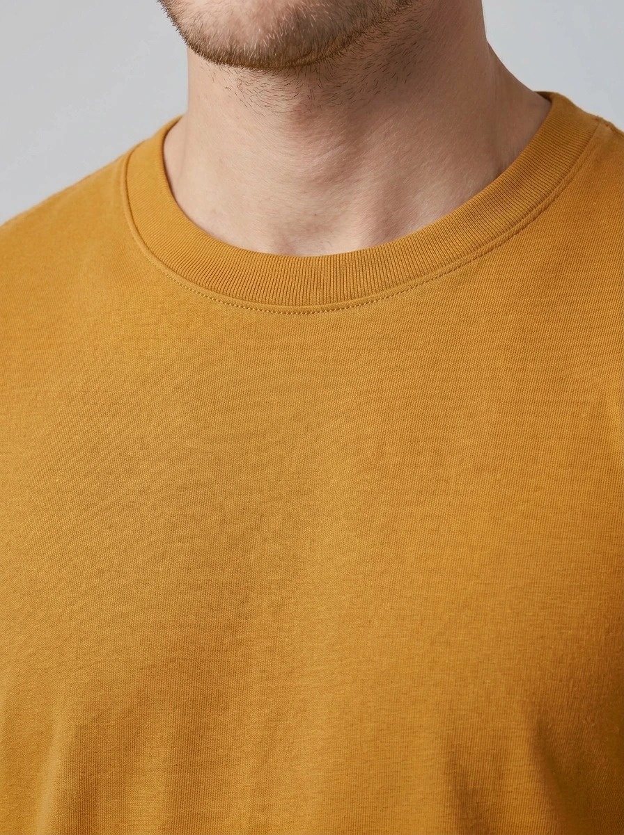 Essential Cotton Crewneck T-Shirt (Mustard) thumb 4