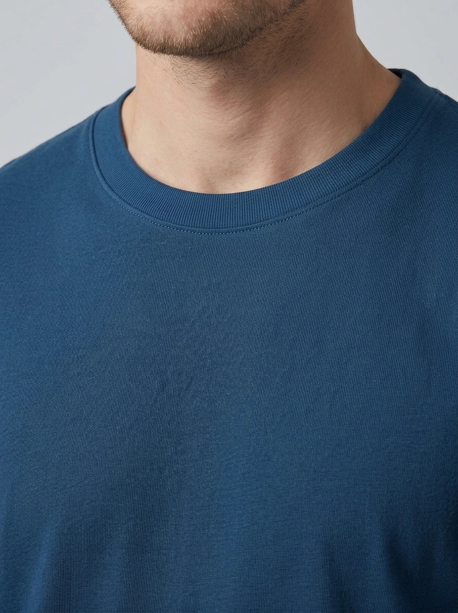 Essential Cotton Crewneck T-Shirt (Poseidon Blue) thumb 4