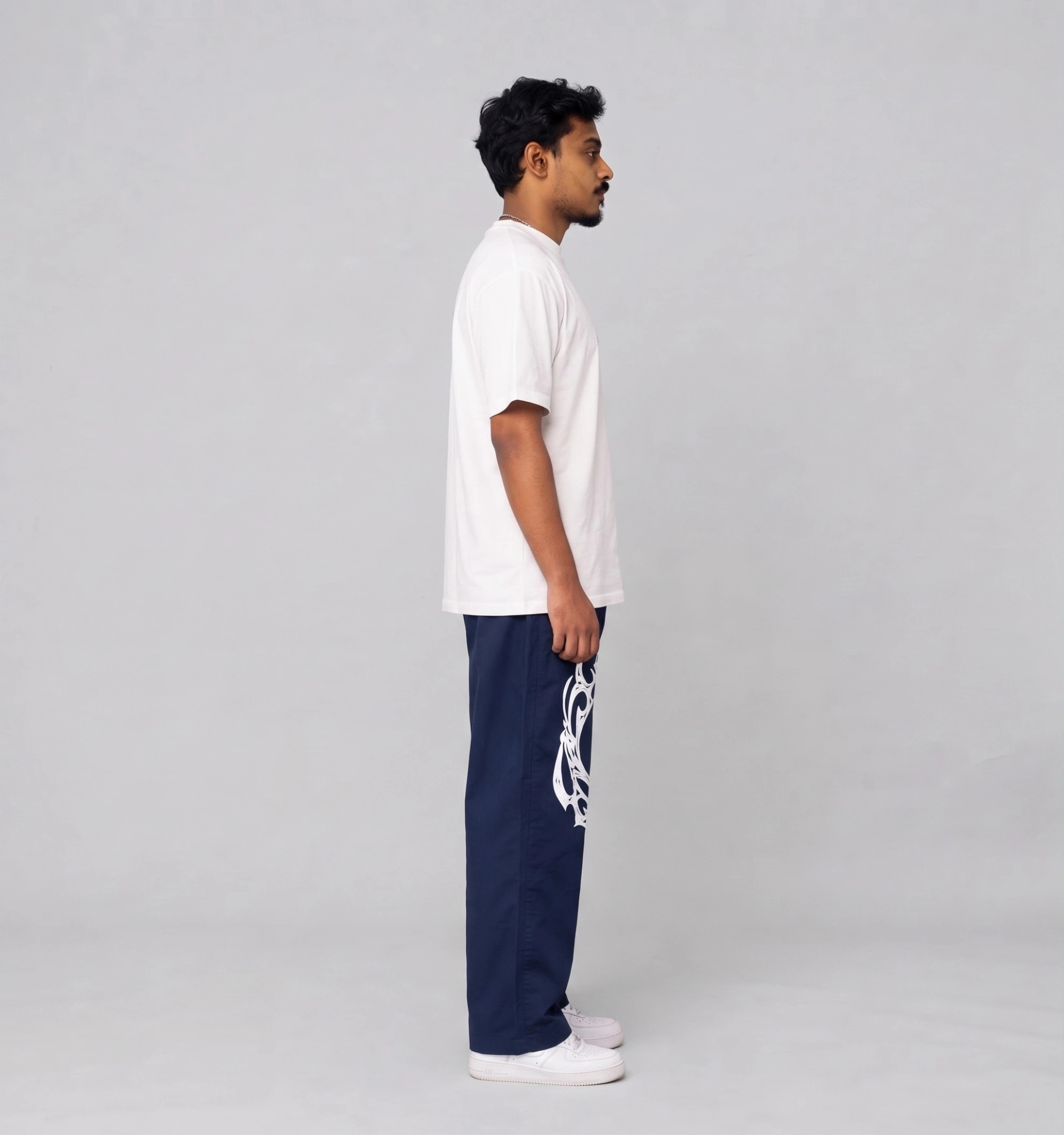 Tribal Print Wide-Leg Trouser (Navy Blue) thumb 3