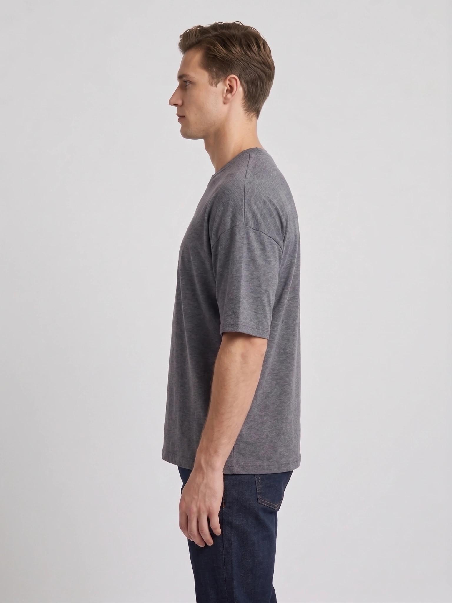 Heavyweight Drop-Shoulder T-Shirt (Charcoal Grey) — second view