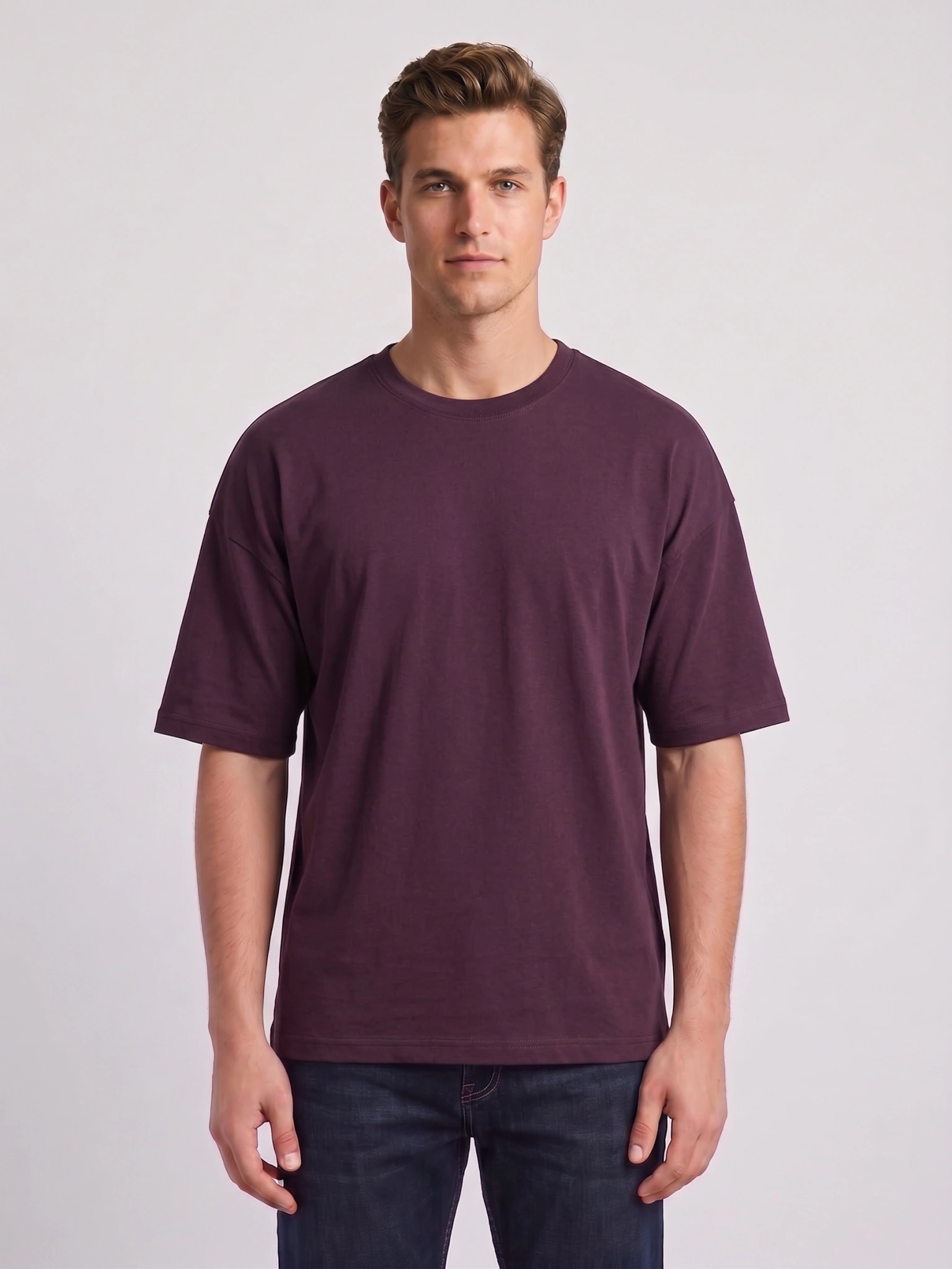 Heavyweight Drop-Shoulder T-Shirt (Burgundy Maroon)