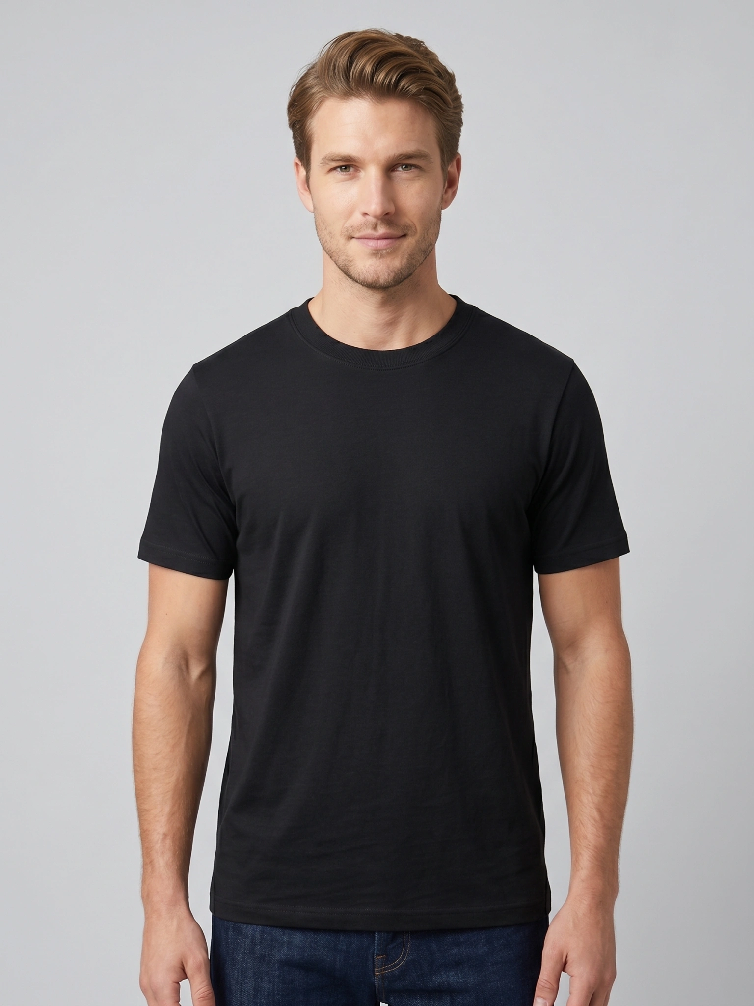 Essential Cotton Crewneck T-Shirt (Jet Black)