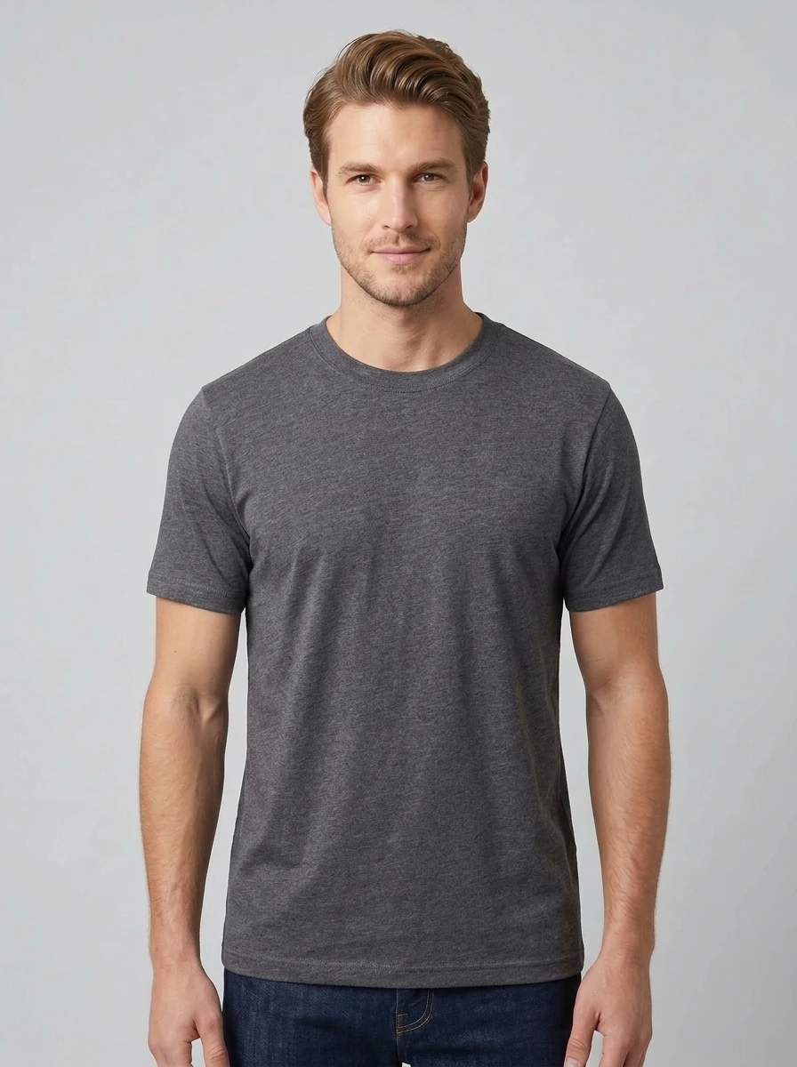 Essential Cotton Crewneck T-Shirt (Charcoal Grey)