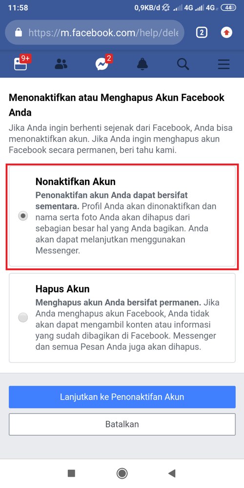 Cara Menghapus Akun Facebook Sementara