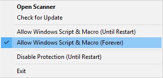 Allow Windows Scripts and Macros (forever)