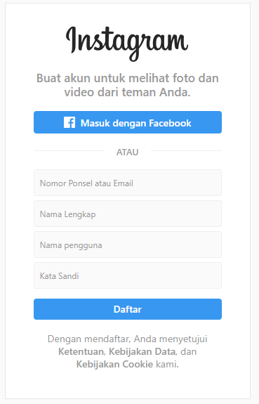 Pendaftaran Instagram