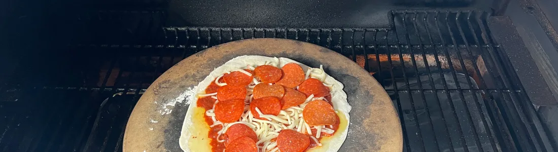 Pellet Grill Pizza being cooked on a pellet grill