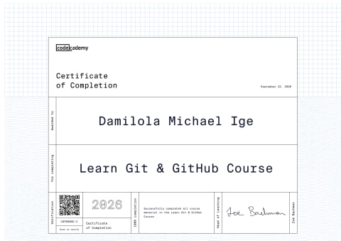 Learn Git & GitHub Course certificate preview