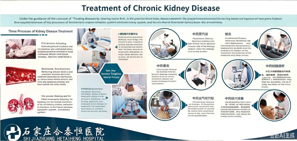 Clinical facilities and patient care supporting chronic kidney disease treatment at an international kidney hospital.