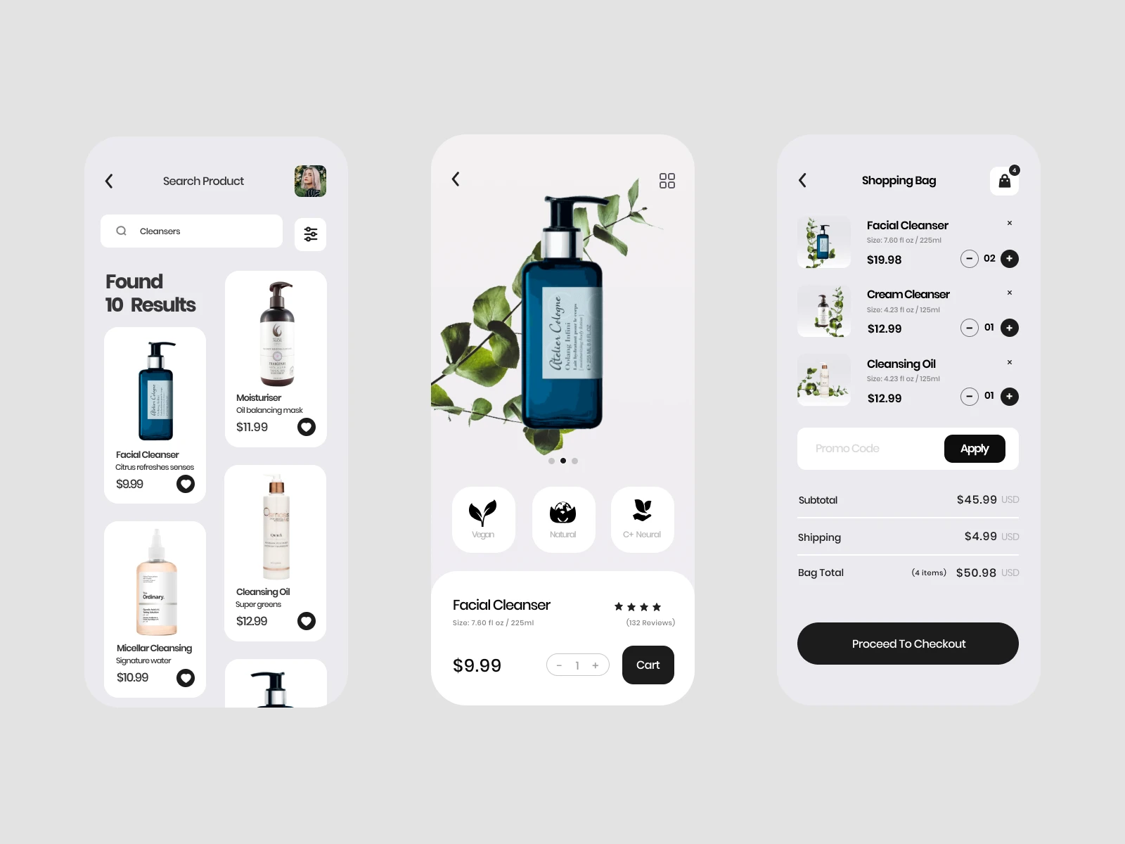 skincare e-commerce mobile app