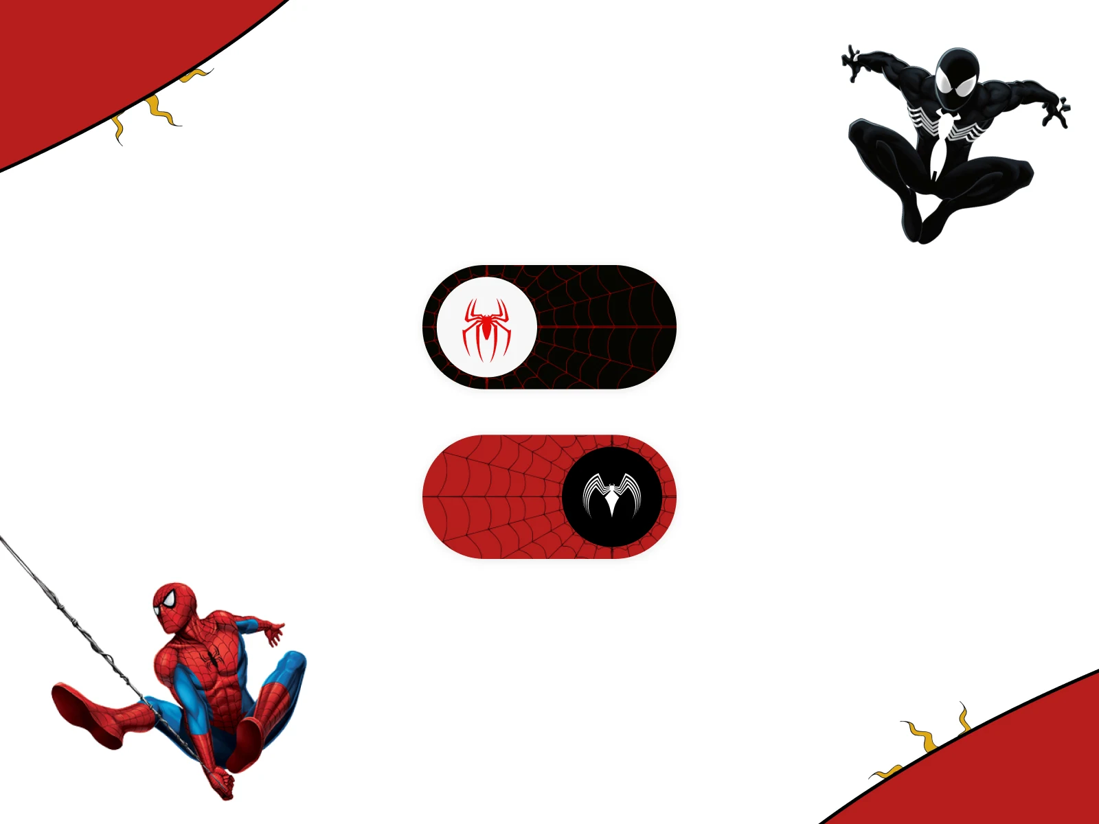 spiderman-themed on/off toggle