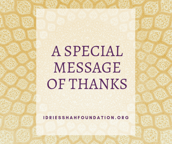 A Special Message of Thanks A Special Message of Thanks