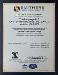 Warranty in Translation ISO Certificate
