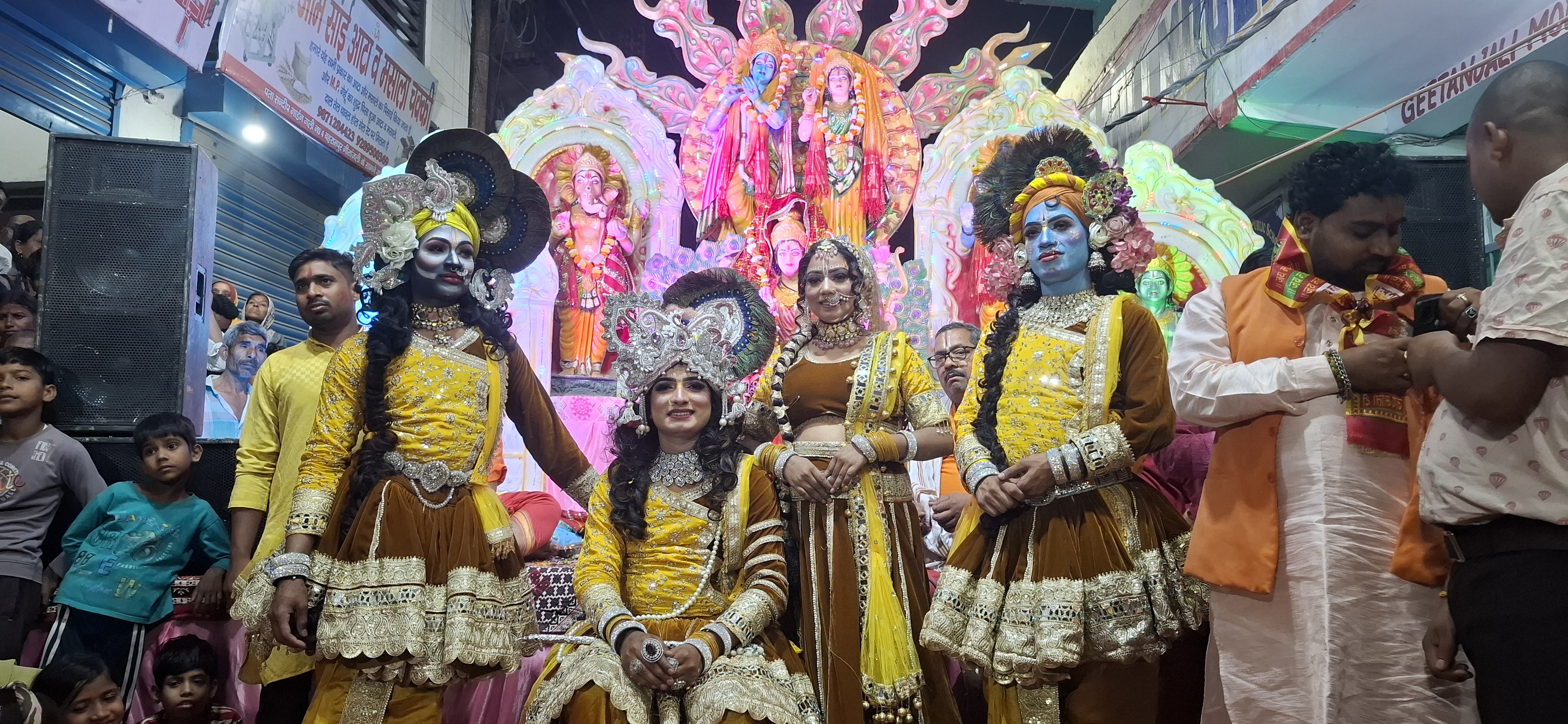 Kirtan performance by Kunjbihari Sankirtan Mandal during a devotional event in Noida
