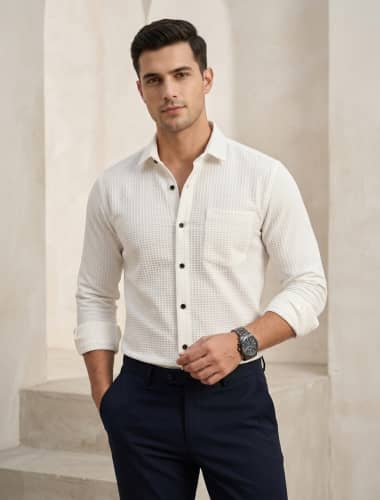 Waffle Grid Textured Shirt