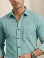 Waffle Grid Textured Shirt