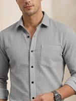 Waffle Grid Textured Shirt