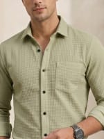 Waffle Grid Textured Shirt