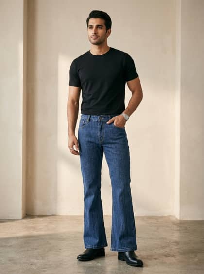 Classic Textured Cross-Weave Denim