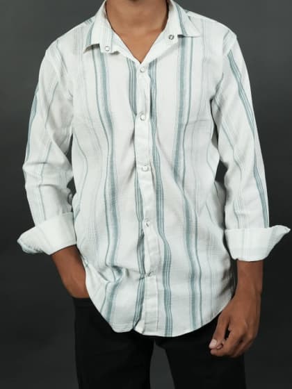 ​Crinkle-Weave Linear Casual Shirt