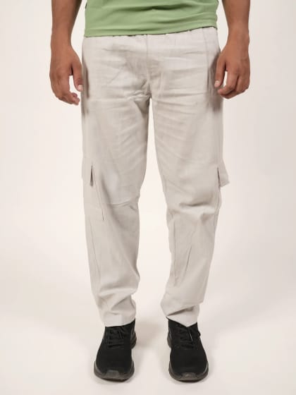 Relaxed Fit Linen-Blend Trousers