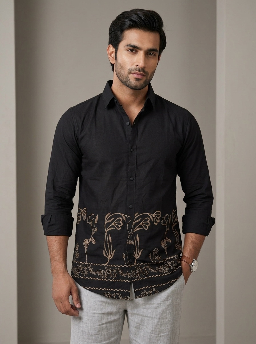 Line-Art Floral Premium Shirt