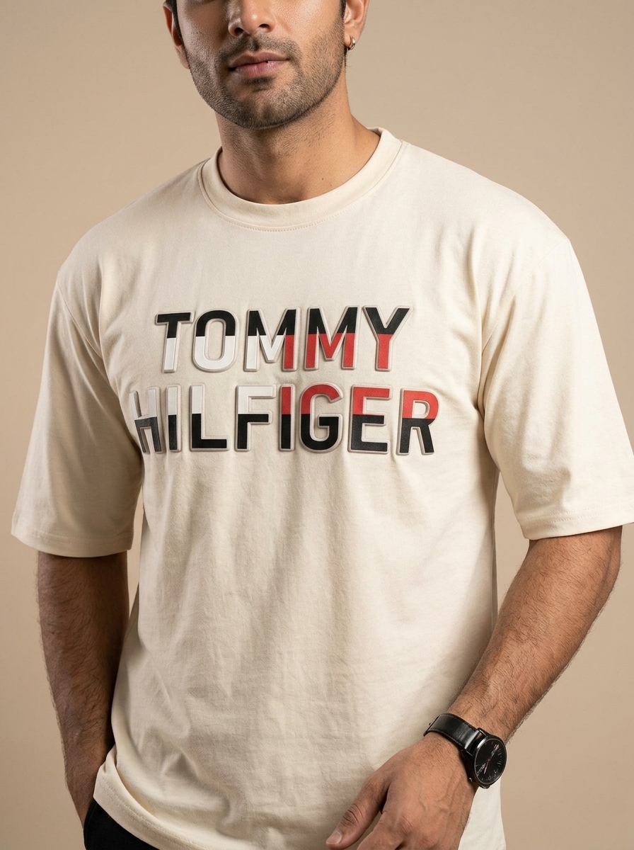 Drop-Shoulder Embossed Graphic Tee