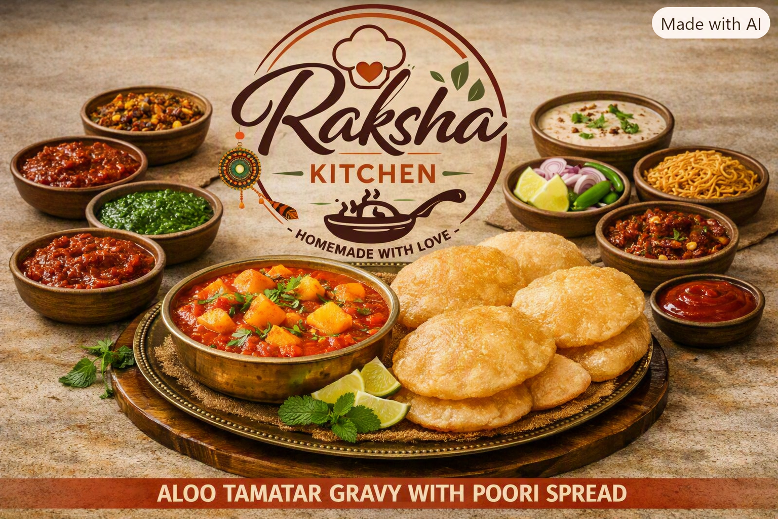 Alloo tamatar gravy with poori