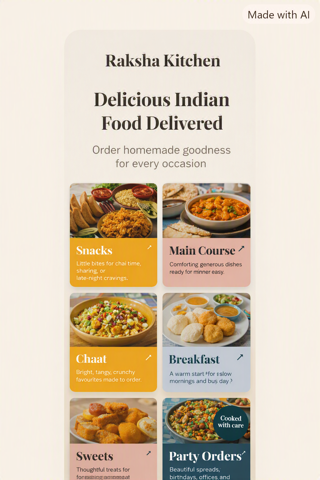 Fresh homestyle Indian food from Raksha Kitchen