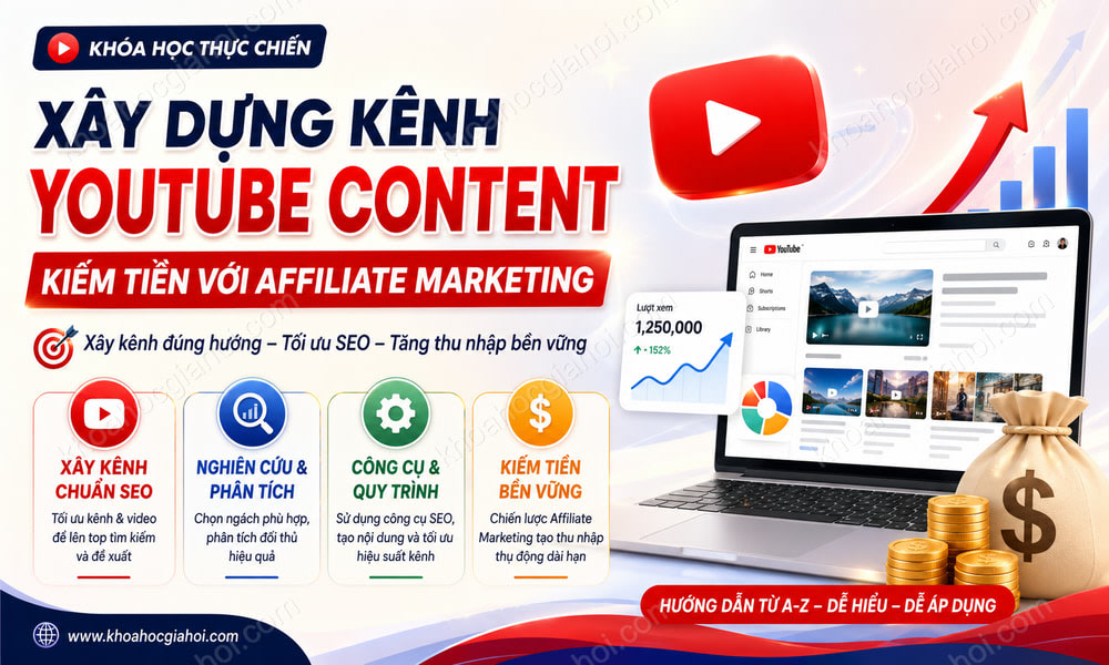 Khóa Học Xây Dựng Kênh Youtube Content Để Kiếm Tiền Với Affiliate Marketing