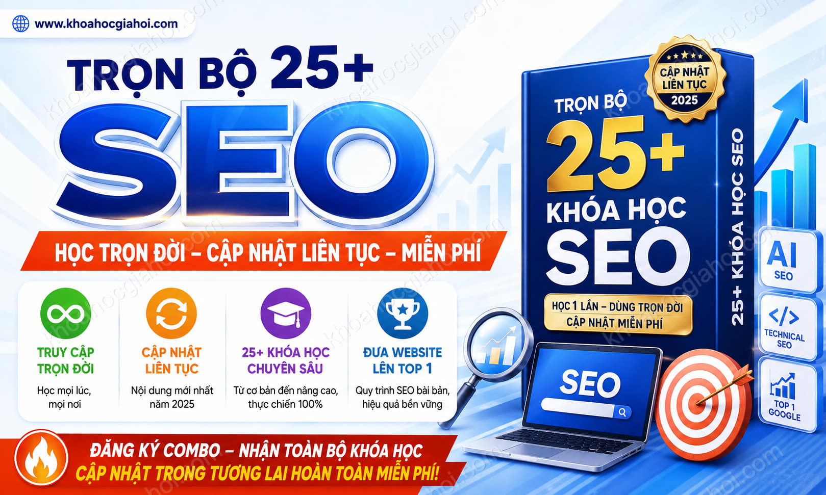 Trọn Bộ 25+ Khóa Học SEO – Học Trọn Đời, Cập Nhật Liên Tục Miễn Phí