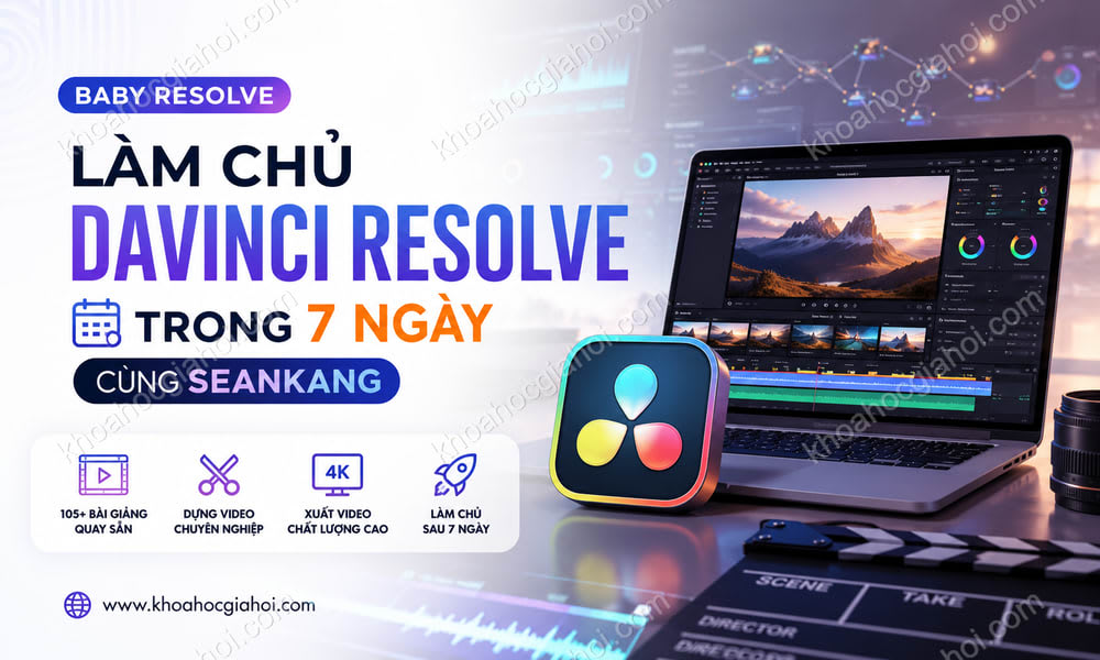 Khóa Học Baby Resolve – Làm Chủ Davinci Resolve Trong 7 Ngày Cùng Seankang