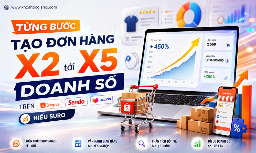 Khóa Học Từng Bước Tạo Ra Đơn Hàng X2 Tới X5 Lần Doanh Số Trên Shopee Sendo Lazada – Hiếu Suro