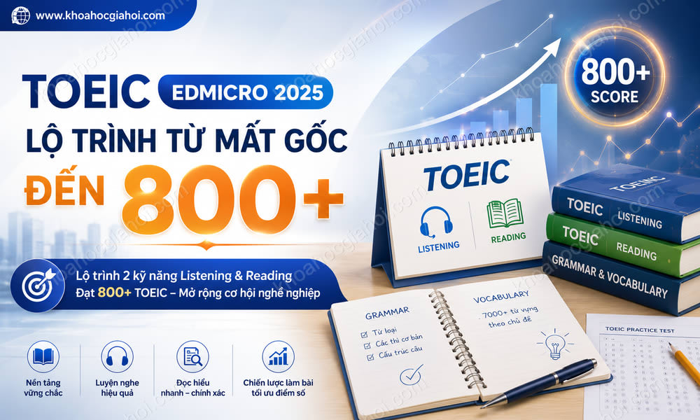 Khóa Học Toeic Edmicro 2025 – Lộ Trình Từ Mất Gốc Đến 800+