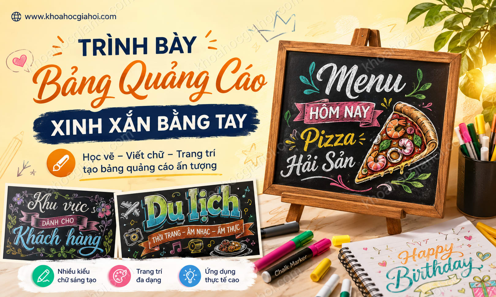 Khóa Học Trình Bày Một Bảng Quảng Cáo Xinh Xắn Bằng Tay