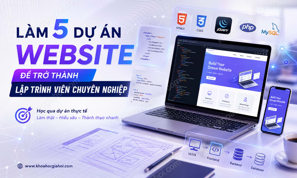 Khóa Học Làm 5 Dự Án Website Để Trở Thành Lập Trình Viên Chuyên Nghiệp