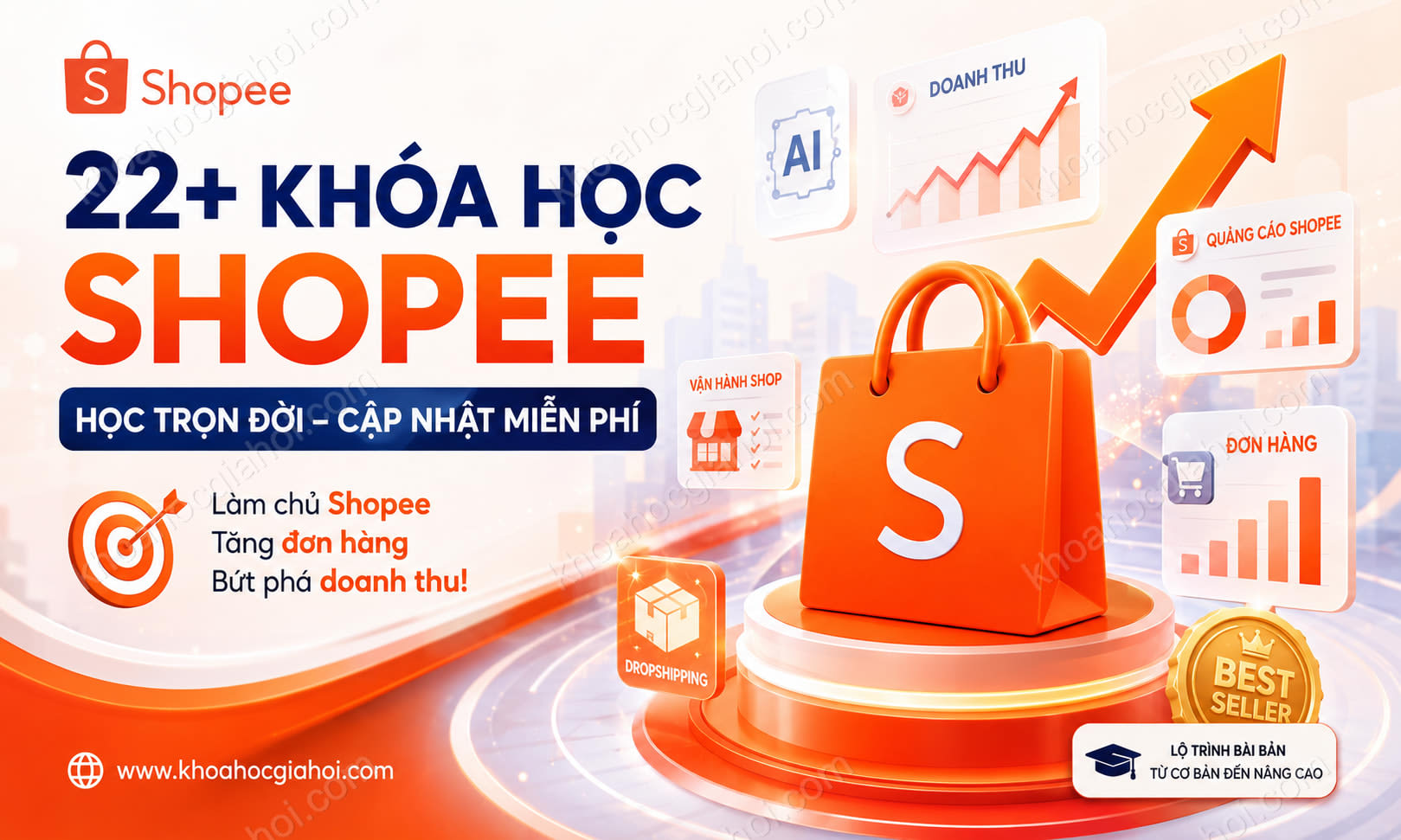 Trọn Bộ 22+ Khóa Học Shopee – Học Trọn Đời, Cập Nhật Liên Tục Miễn Phí