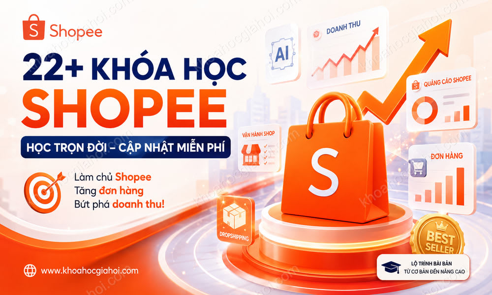 Trọn Bộ 22+ Khóa Học Shopee – Học Trọn Đời, Cập Nhật Liên Tục Miễn Phí