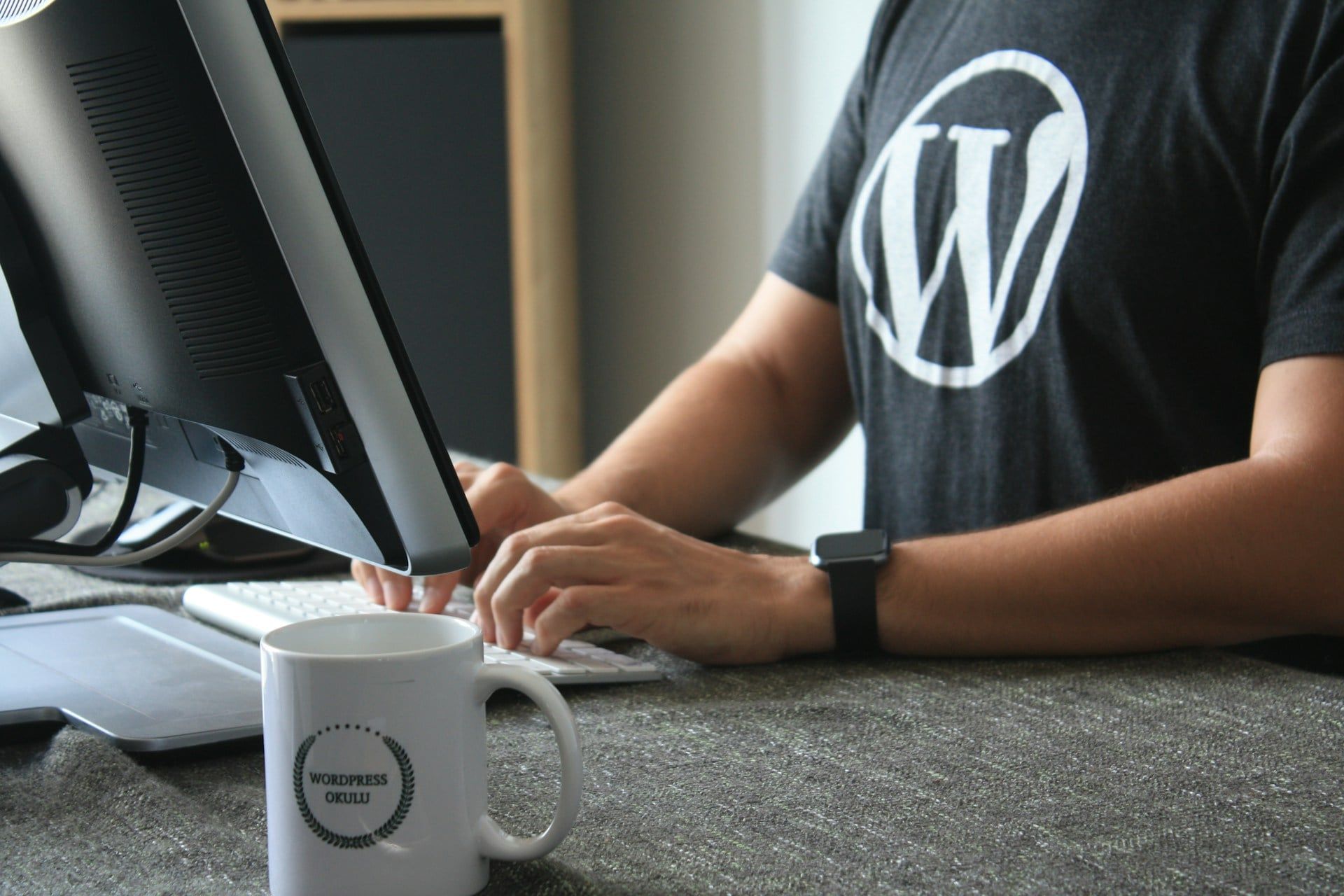 A close-up of someone using WordPress to build a website