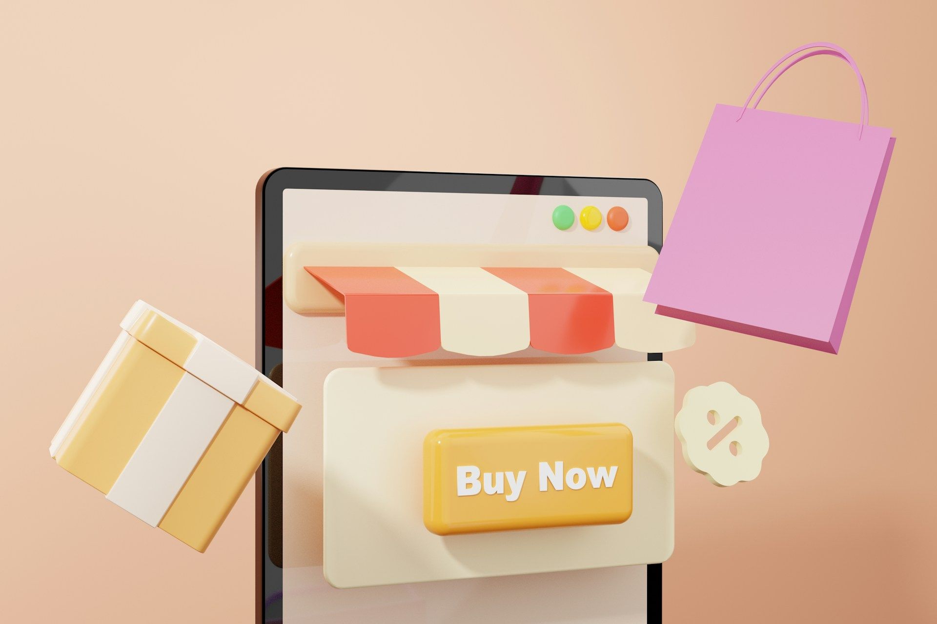 A graphic of an online e-commerce shop with a clear CTA button that reads “Buy Now”