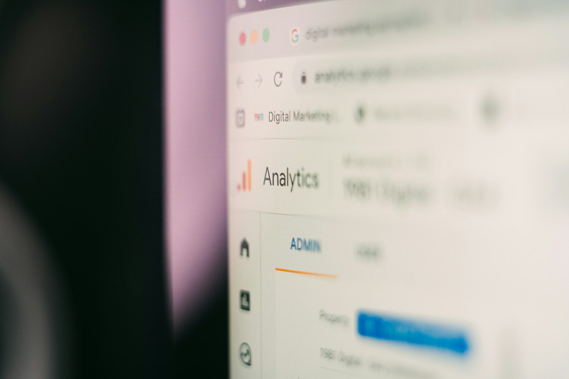 A close-up image of the Google Analytics dashboard on a computer screen