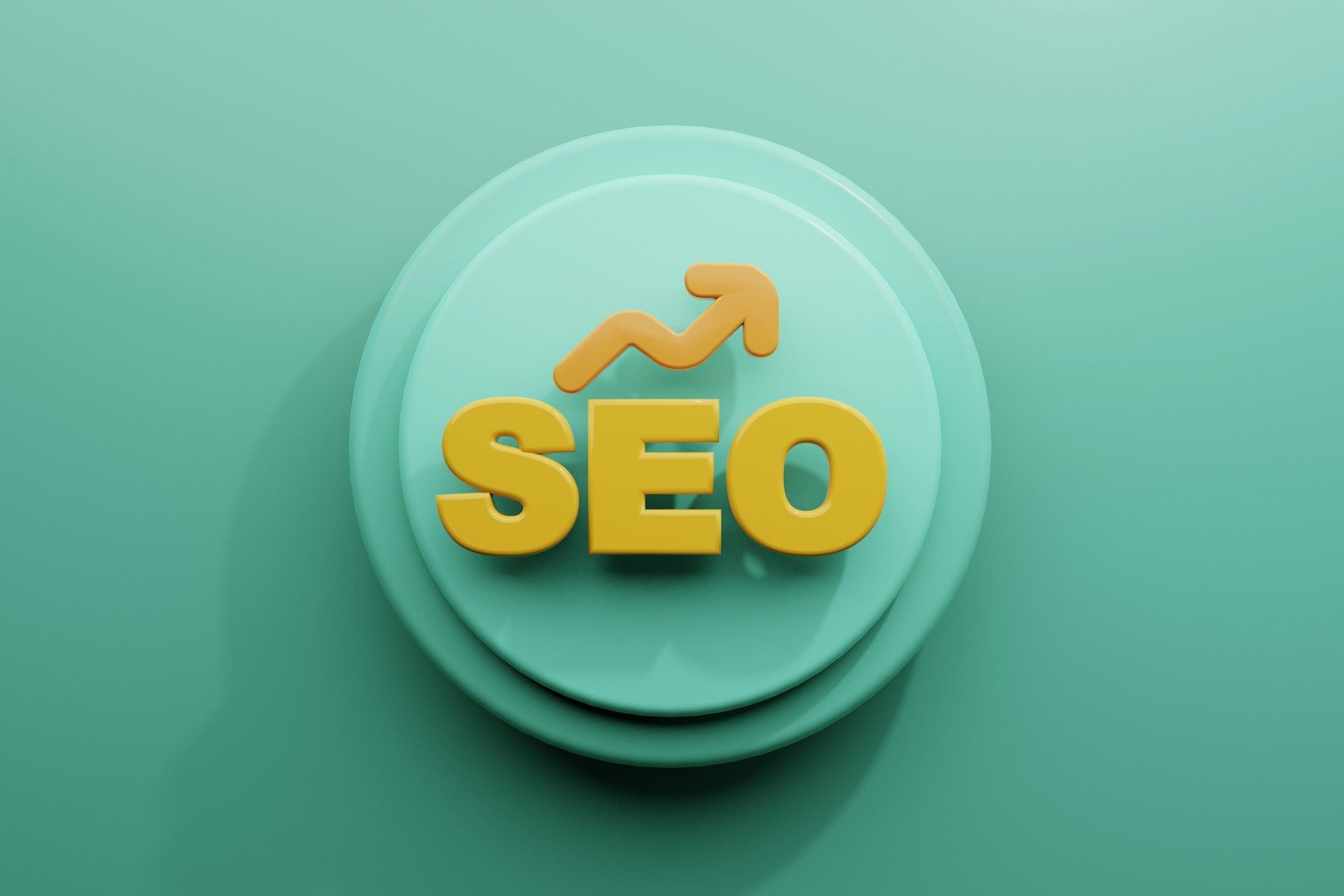  A graphic of a green circle with “SEO” written in the middle and an upwards-facing arrow representing growth or progress