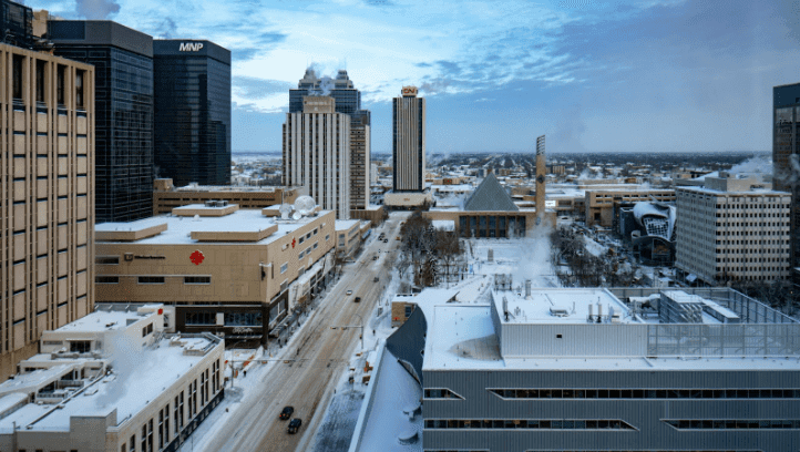 Alt: Edmonton city center during the colder winter months