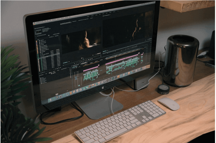 A computer showing the Video Editing interface.
