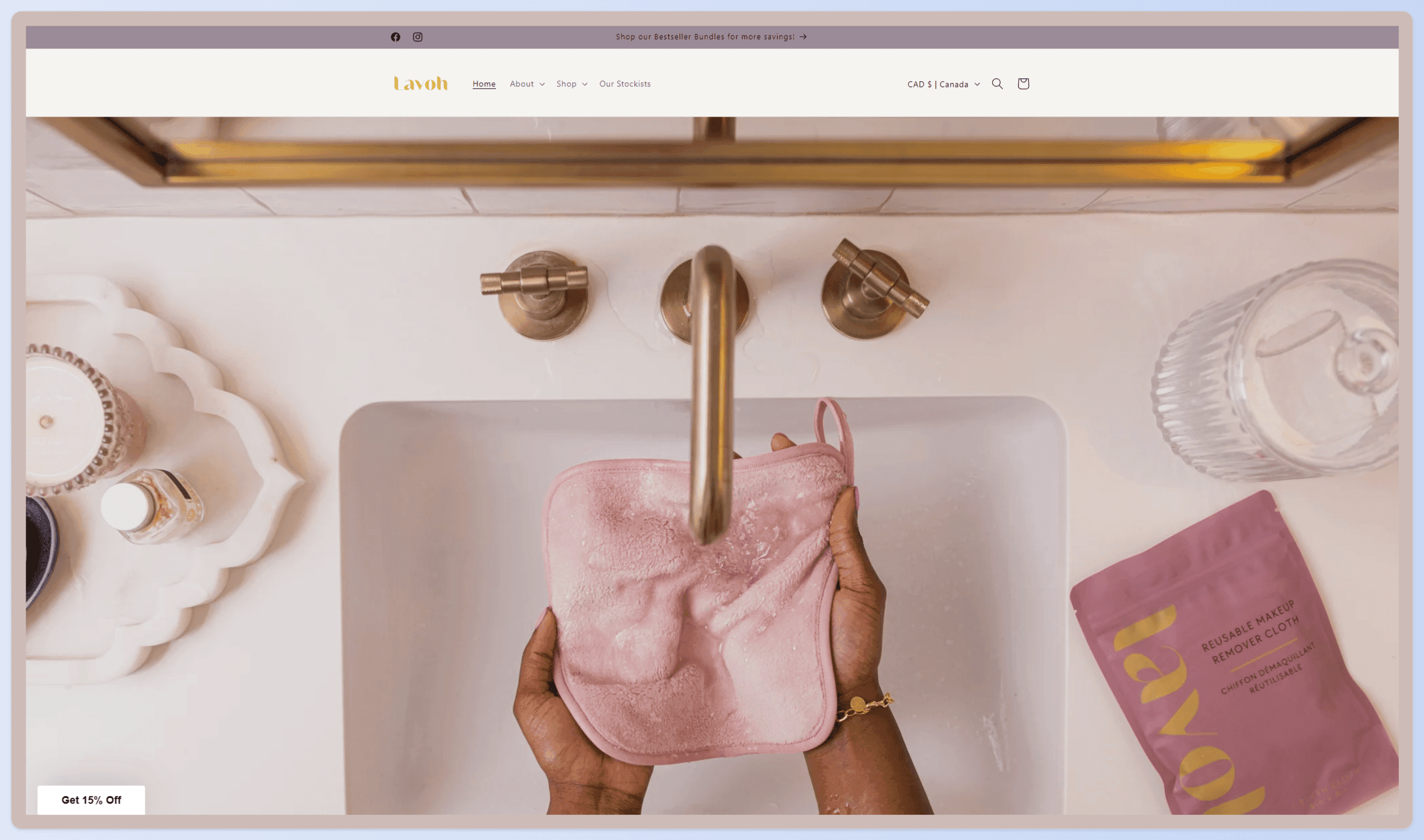 A screenshot of the Lavoh website homepage