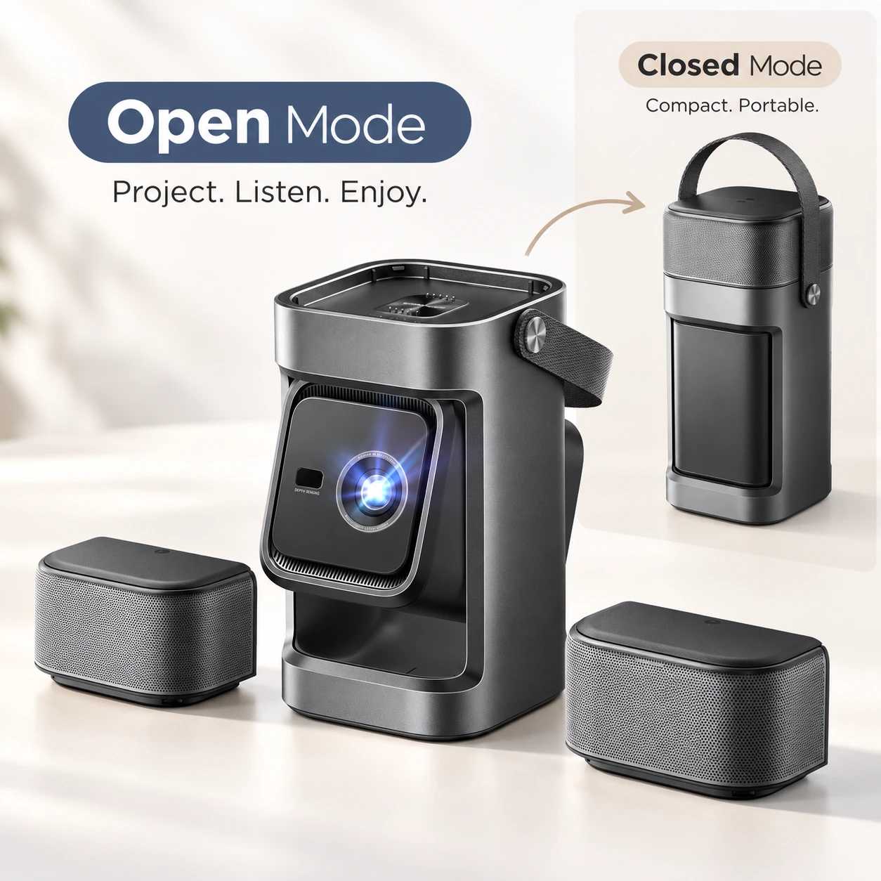 Orlume Aura+ portable projector in a home cinema