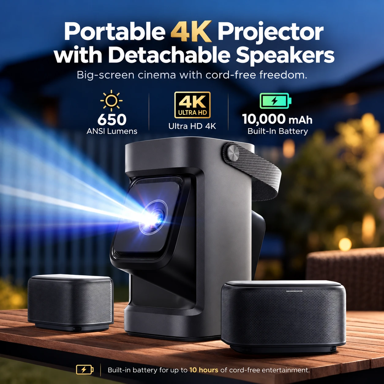 Orlume Aura+ projecting a large 4K image
