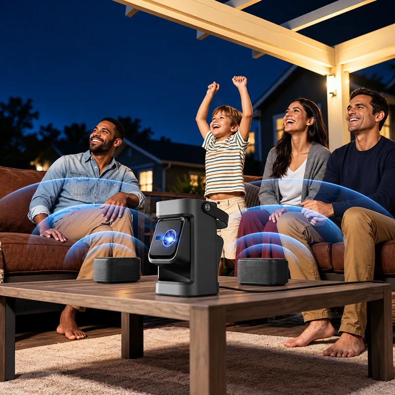Orlume Aura+ outdoor backyard movie night
