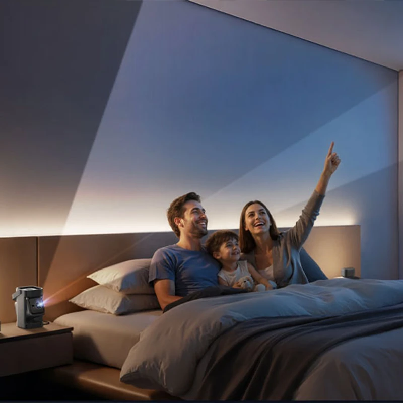 Orlume Aura+ projector used in a bedroom